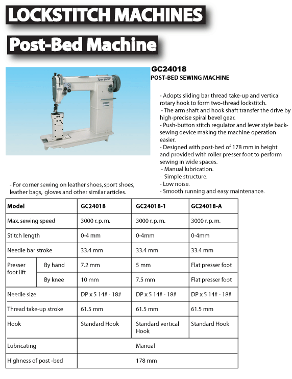 Post Bed Machines to MC Thompson